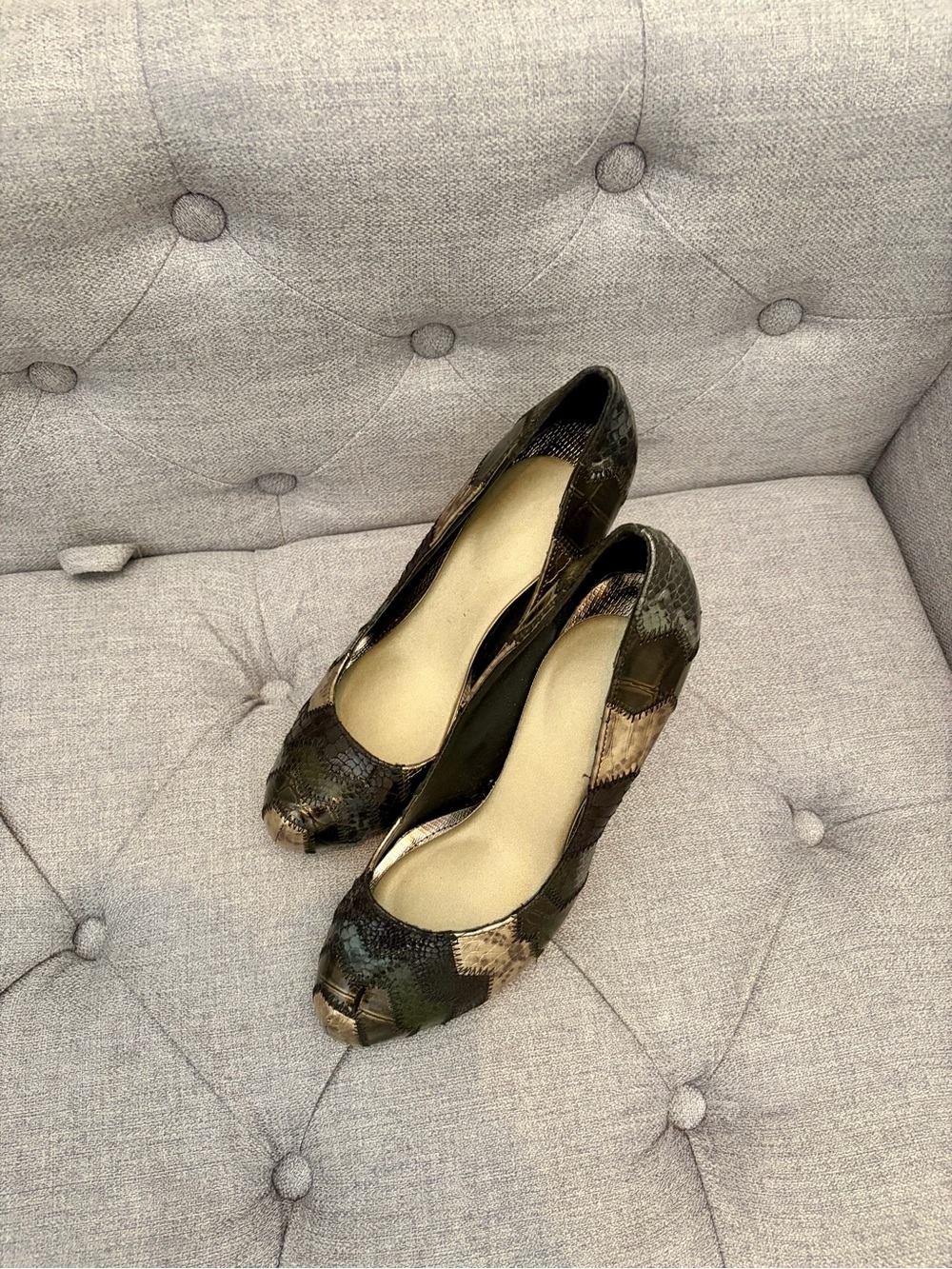 Women’s Metallic Patchwork Stiletto Pumps